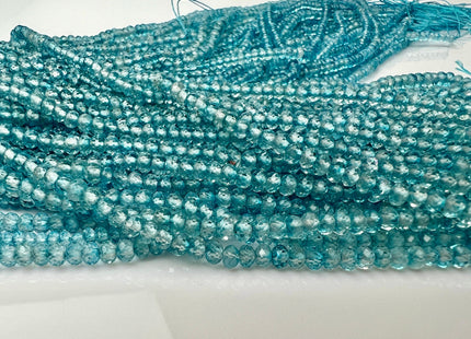 2x3mm 3x4mm AAA Micro Faceted Rondelle Blue Topaz Gemstone Beads Genuine Natural Blue Topaz 15.5 Inches Strand #4219