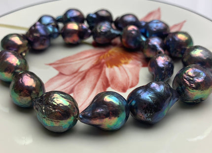 13x17-16x22 mm AA Jumbo Rainbow Peacock Color TearDrop Shape Baroque Pearl Beads Genuine High Luster Peacock Freshwater Baroque Pearls #1483