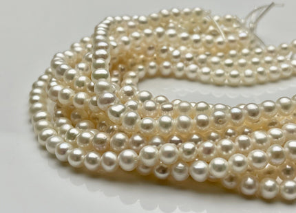 5-6 mm AAA White Potato Freshwater Pearl Beads 1.8 mm Hole Large Hole Half Strand White Pearls #19