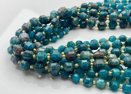 5x6mm 7x8mm Faceted Energy Prism Cut Apatite Gemstone Genuine Double Terminated Points Natural Blue Apatite Beads 15.5 Inches #3647