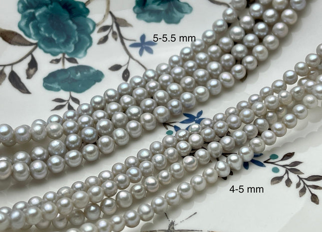 4-5 mm or 5-5.5 mm AA Silver Gray Color Potato Freshwater Pearl Beads Genuine High Luster Gray Freshwater Pearl #1910