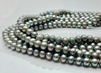 4mm 5mm AAA Sage Green Color Off Round Freshwater Pearl Beads High Luster Grayish Green Color Genuine Freshwater Pearls 85 Pieces #P1405