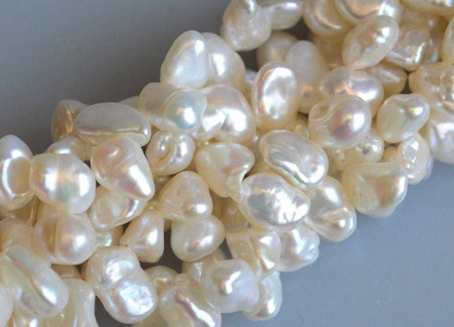 7-8 mm AA Natural White Keshi Freshwater Pearl Nugget Drop Top Drilled, Dancing Keshi Genuine Pearl Beads #111