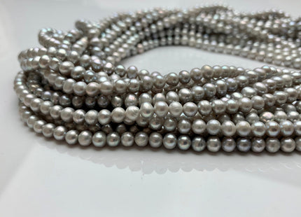 4-5 mm or 5-5.5 mm AA Silver Gray Color Potato Freshwater Pearl Beads Genuine High Luster Gray Freshwater Pearl #1910