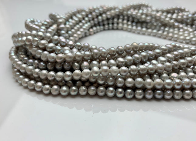 4-5 mm or 5-5.5 mm AA Silver Gray Color Potato Freshwater Pearl Beads Genuine High Luster Gray Freshwater Pearl #1910