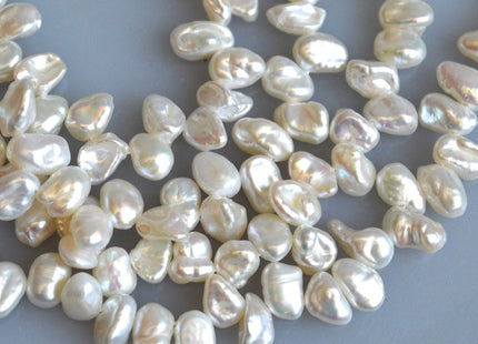 7-8 mm AA Natural White Keshi Freshwater Pearl Nugget Drop Top Drilled, Dancing Keshi Genuine Pearl Beads #111