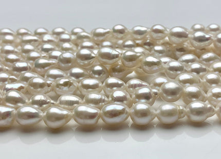 7-7.5x8.5mm AAA Natural White High Luster Edison Baroque Freshwater Pearl Beads Genuine TearDrop Shape Baroque White Pearl 48 Pieces #P1457