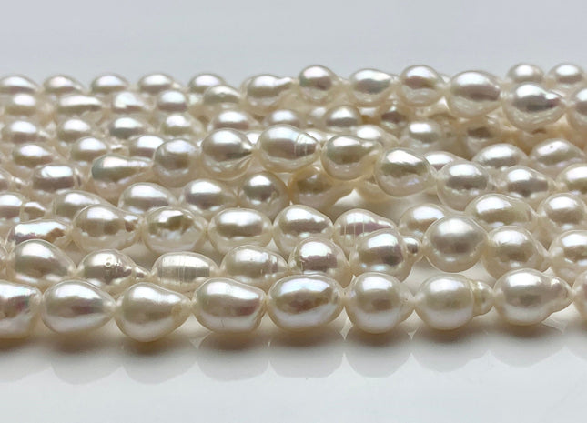 7-7.5x8.5mm AAA Natural White High Luster Edison Baroque Freshwater Pearl Beads Genuine TearDrop Shape Baroque White Pearl 48 Pieces #P1457