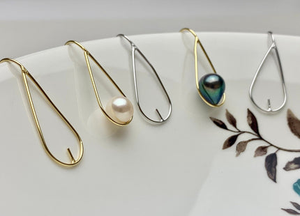One Pair 925 Sterling Silver Or Gold Simple Hook Earring Setting 925 Sterling Silver Earring Hook Findings For Half Drilled Pearls #10348-P
