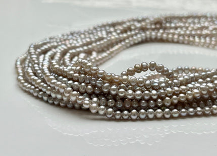 2.5 mm AAA Gray Color Tiny Freshwater Potato Pearl Beads Genuine Freshwater Silver Gray Color Potato Seed Pearl Beads #P1986