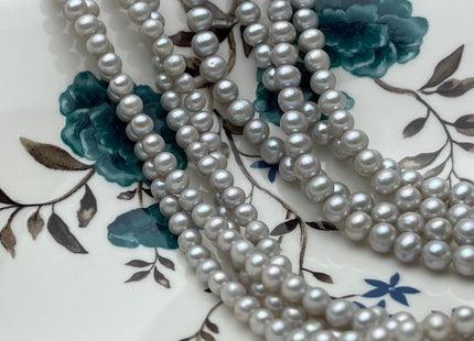 4-5 mm or 5-5.5 mm AA Silver Gray Color Potato Freshwater Pearl Beads Genuine High Luster Gray Freshwater Pearl #1910