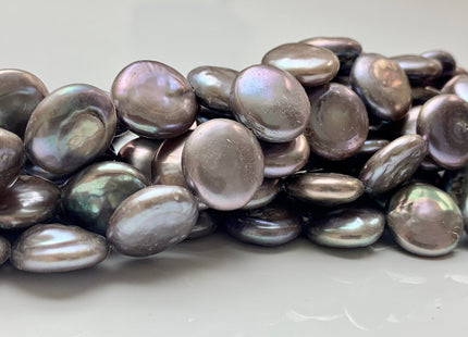 14-15 mm AA Lavender Gray Color Flat Coin Freshwater Pearl Beads Genuine High Luster Gray Freshwater Coin Pearls #1898