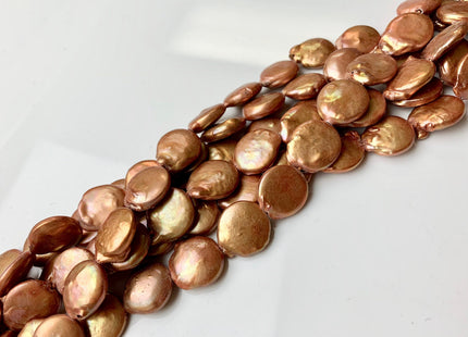 15 mm Orange champagne Color Coin Freshwater Pearl Genuine Cultured Coin Pearls High Luster Coin Pearl Beads #1240