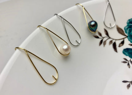 One Pair 925 Sterling Silver Or Gold Simple Hook Earring Setting 925 Sterling Silver Earring Hook Findings For Half Drilled Pearls #10348-P