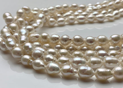 7-7.5x8.5mm AAA Natural White High Luster Edison Baroque Freshwater Pearl Beads Genuine TearDrop Shape Baroque White Pearl 48 Pieces #P1457