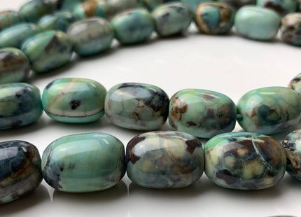 13x17 mm Natural Color Smooth Barrel Shape Dragon Skin Agate Gemstone Beads Natural Blue Green Color Agate Gemstone Beads. #2254