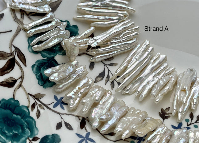 4 Inch AA Natural White Very Rare Double Chicken Feet Shape Genuine Freshwater Pearl Beads High Luster Top Drilled Biwa Pearl Beads #P2222