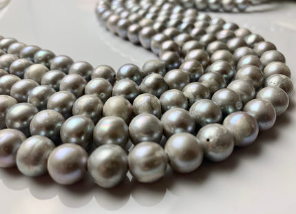 10-11 mm B Grade Large Hole Grey Freshwater Pearls, Grey Freshwater Potato Pearls, Hole Size 2.0 mm #1314