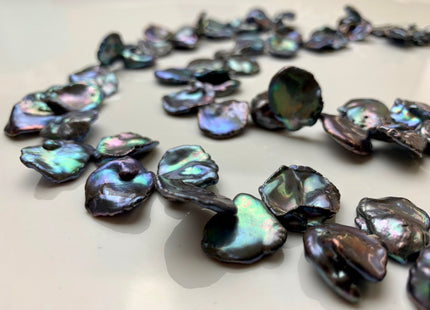 3 Pieces 15x18-17x20mm AAA Rainbow Peacock Keshi Freshwater Pearl Beads Top Drilled Genuine Freshwater Pearl #1179