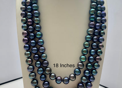 18/20/22/24/26/28 Inches Hand Knotted 10mm AAA Peacock Color Freshwater Pearl Necklace High Luster Pearl Necklace With Silver Clasp #P1106