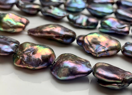 12x20-16x22 mm AAA Rainbow Peacock Keishi Freshwater Pearl Beads Irregular Shape Peacock Limited Edition Flat Oval Keishi Pearls #388