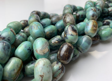 13x17 mm Natural Color Smooth Barrel Shape Dragon Skin Agate Gemstone Beads Natural Blue Green Color Agate Gemstone Beads. #2254