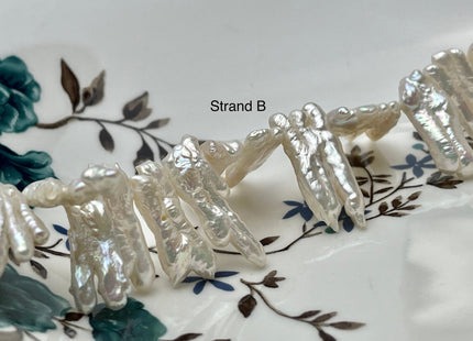 4 Inch AA Natural White Very Rare Double Chicken Feet Shape Genuine Freshwater Pearl Beads High Luster Top Drilled Biwa Pearl Beads #P2222