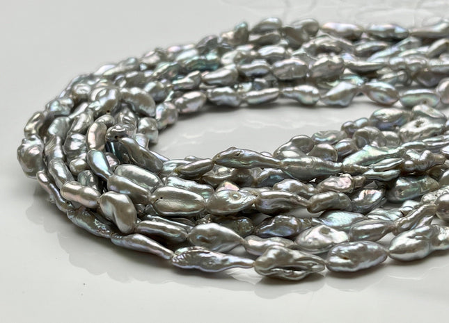 6-7x12-16 mm AAA Gray Color Keshi Nugget Freshwater Pearl Beads High Luster Very Rare Genuine Freshwater Tiny Keshi Nugget Pearls #P1734
