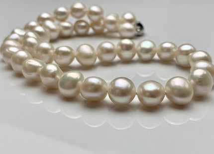 17.5/20/22/24 Inches Hand Knotted 11 mm AAA Freshwater Nugget Potato Pearl Necklace Natural White Pearl Necklace With Silver Clasp #1534