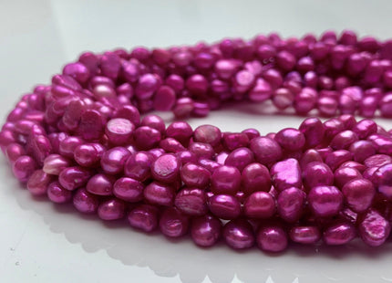 7 mm Fuchsia Purple Pink Color Freshwater Pearl Potato Nugget Beads Genuine Cultured Freshwater Pearls Genuine Natural Nugget Pearls #P1265