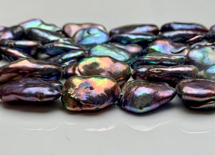 12x20-16x22 mm AAA Rainbow Peacock Keishi Freshwater Pearl Beads Irregular Shape Peacock Limited Edition Flat Oval Keishi Pearls #388