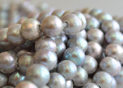 9-10 mm Large Hole Silver Gray Potato Freshwater Pearl Beads, Hole Size 2mm, Large Hole Genuine Pearls, Large Hole Pearls #002