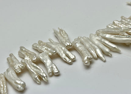 4 Inch AA Natural White Very Rare Double Chicken Feet Shape Genuine Freshwater Pearl Beads High Luster Top Drilled Biwa Pearl Beads #P2222