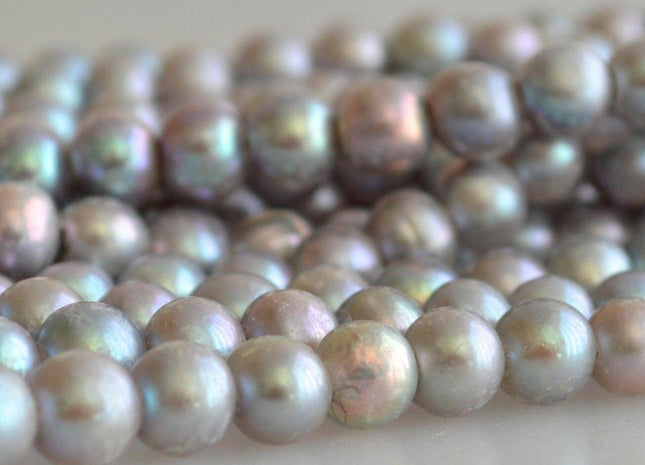 9-10 mm Large Hole Silver Gray Potato Freshwater Pearl Beads, Hole Size 2mm, Large Hole Genuine Pearls, Large Hole Pearls #2