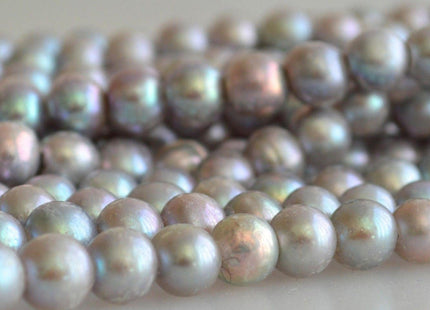 9-10 mm Large Hole Silver Gray Potato Freshwater Pearl Beads, Hole Size 2mm, Large Hole Genuine Pearls, Large Hole Pearls #002