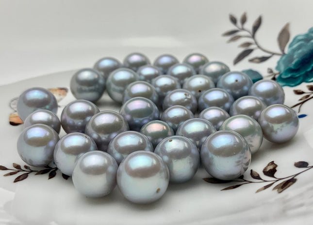 ONE Piece Rare AAAA 11.5-13 mm Top Quality High Luster Half Drilled Gray Color Edison Freshwater Pearls Genuine Cultured Edison Pearl #P1131
