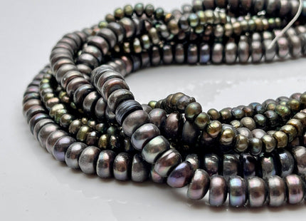 5-8 mm Dark Green/ Gray Round Button Freshwater Pearl Button Beads Genuine Cultured Freshwater Rondelle Button Pearls B Grade #P2229