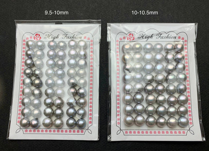 AAAA One Pair 8-12 mm Top Quality High Luster Round Button Half Drilled Freshwater Pearls Genuine Gray Color Freshwater Pearls #1624