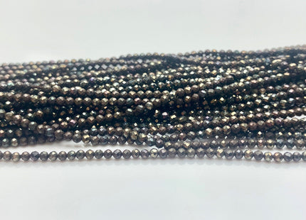 2mm Micro Faceted Round Dark Brown Spinal Beads Genuine Dark Brown Color Spinal Gemstone Beads 15.5 Inches Strand #3787