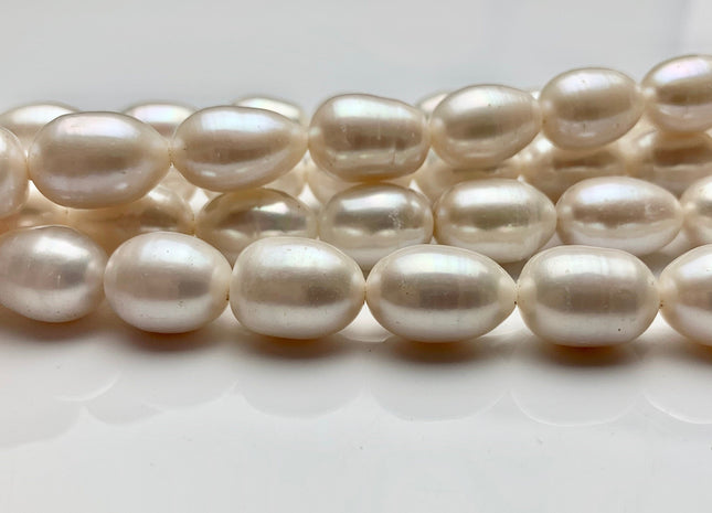 11x14-16 mm AA Natural White Freshwater Pearls Long Rice/Oval Shape Pearl Beads Genuine High Quality Freshwater Pearls. #1950