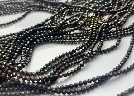 2mm Micro Faceted Round Dark Brown Spinal Beads Genuine Dark Brown Color Spinal Gemstone Beads 15.5 Inches Strand #3787