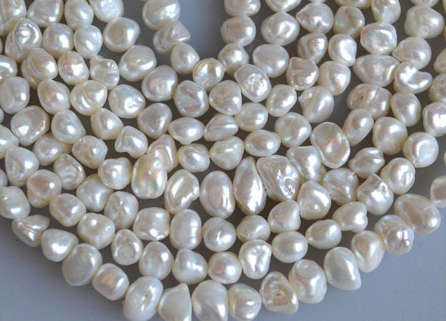 6-8 mm Natural White Keshi Freshwater Pearl Nugget Beads, White Nugget Pearl Beads, Natural White Freshwater Pearl #108