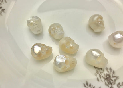 One Piece 9-11x12-14 mm Hand Carved Skull Freshwater Pearl Beads Genuine Natural White Pearl For DIY Earring Pendant Jewelry #P1097