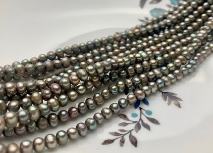 3.5x4-4.5mm AA Dark Champagne Potato Freshwater Pearl Beads Green With Iridescent Green Color Genuine Freshwater Small Seed Pearl #P1611