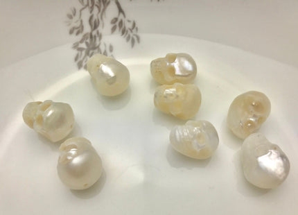 One Piece 9-11x12-14 mm Hand Carved Skull Freshwater Pearl Beads Genuine Natural White Pearl For DIY Earring Pendant Jewelry #P1097