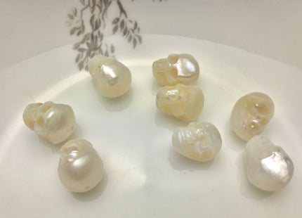 One Piece 9-11x12-14 mm Hand Carved Skull Freshwater Pearl Beads Genuine Natural White Pearl For DIY Earring Pendant Jewelry #P1097