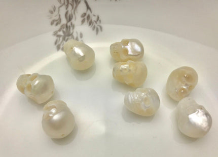 One Piece 9-11x12-14 mm Hand Carved Skull Freshwater Pearl Beads Genuine Natural White Pearl For DIY Earring Pendant Jewelry #P1097