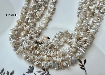 4-5 mm Very Rare Natural White Keshi Freshwater Pearl Beads Center Drilled Cornflakes Shape Keshi Chips Pearls Genuine Keshi Pearls #P2295
