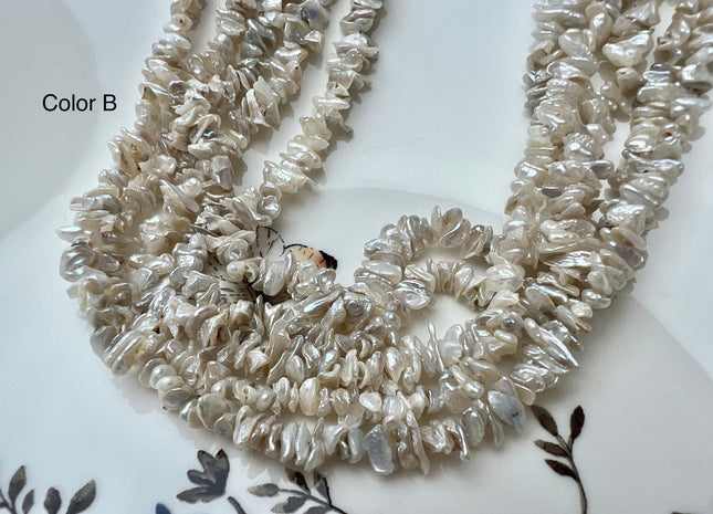 4-5 mm Very Rare Natural White Keshi Freshwater Pearl Beads Center Drilled Cornflakes Shape Keshi Chips Pearls Genuine Keshi Pearls #P2295