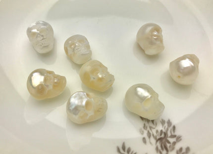 One Piece 9-11x12-14 mm Hand Carved Skull Freshwater Pearl Beads Genuine Natural White Pearl For DIY Earring Pendant Jewelry #P1097